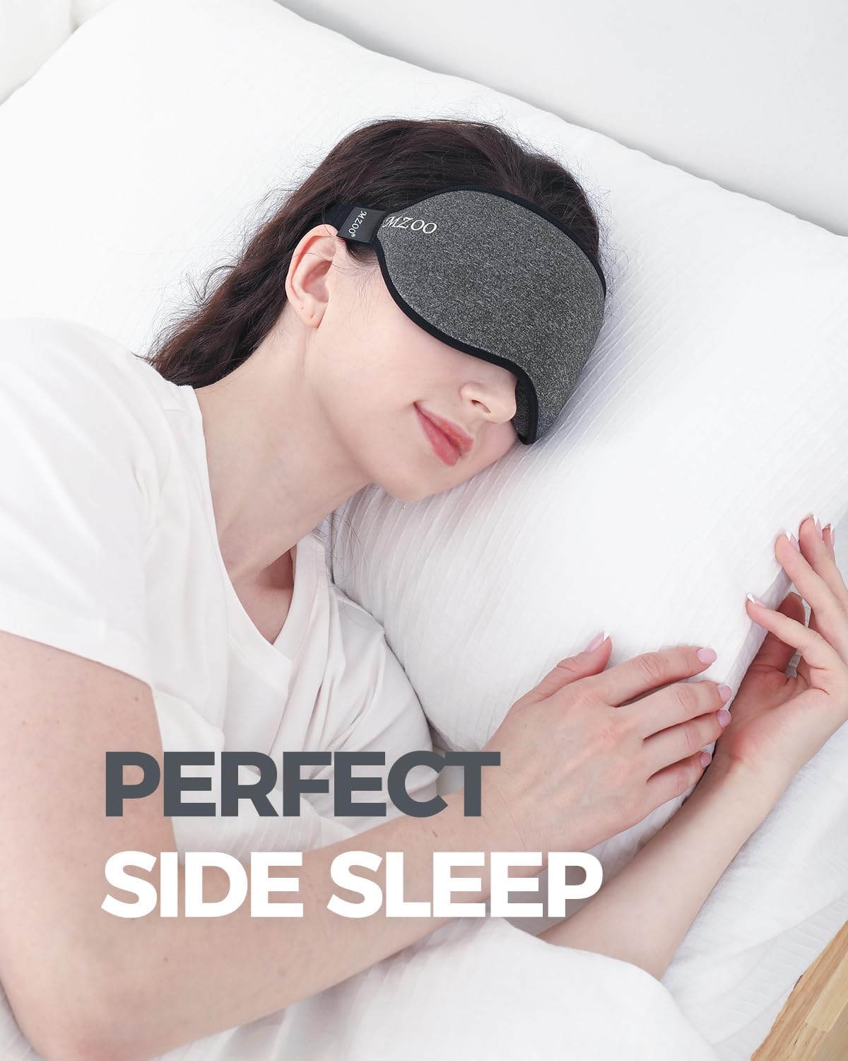 MZOO Luxury Sleep Mask for Back and Side Sleeper, 100% Block Out Light Sleeping Eye Mask for Women Men, Zero Eye Pressure 3D Contoured Night Blindfold, Breathable  Soft Eye Shade Cover